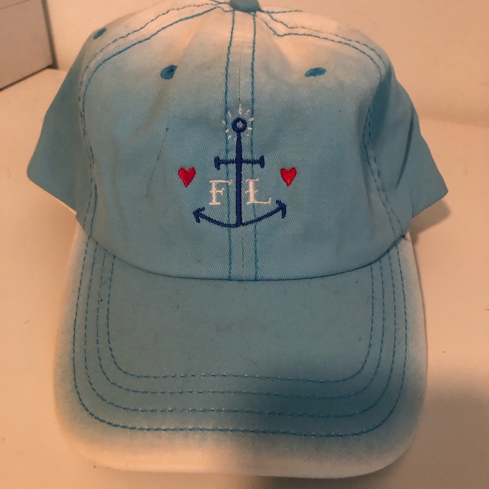 Light Blue and White Ombré Anchor Cap with Florida Heart Embroidery